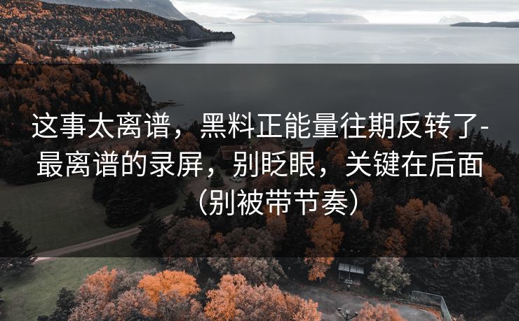 这事太离谱，黑料正能量往期反转了-最离谱的录屏，别眨眼，关键在后面（别被带节奏）