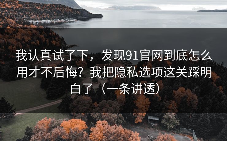 我认真试了下，发现91官网到底怎么用才不后悔？我把隐私选项这关踩明白了（一条讲透）