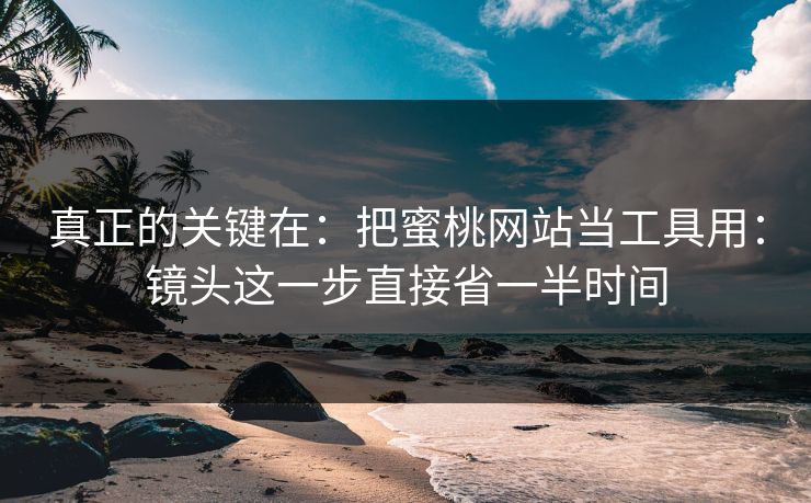 真正的关键在：把蜜桃网站当工具用：镜头这一步直接省一半时间